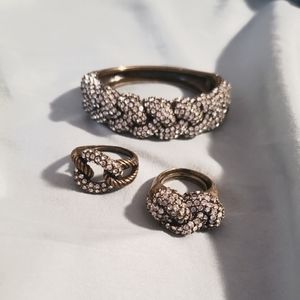 Rhinestone rings and bracelet